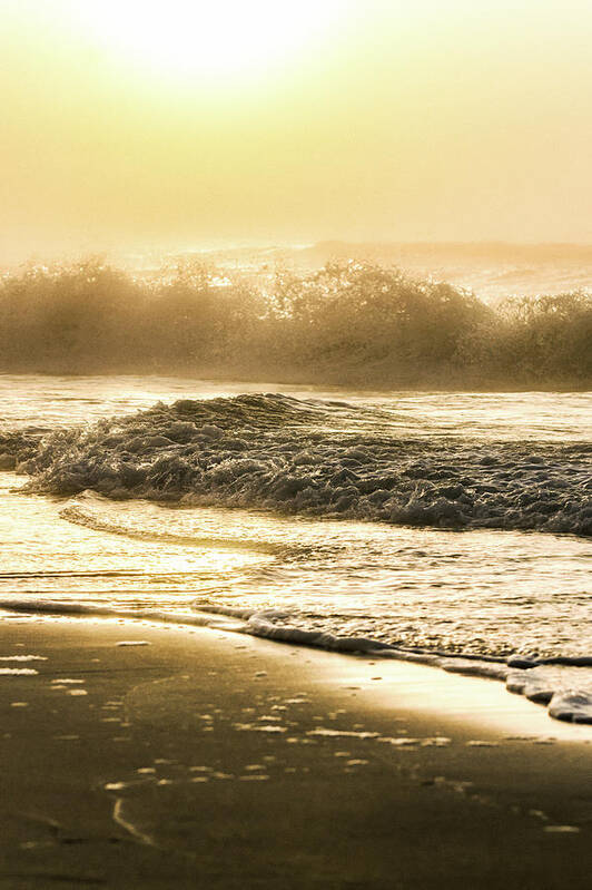 Beach Art Print featuring the photograph Orange Beach Sunrise with Wave by John McGraw