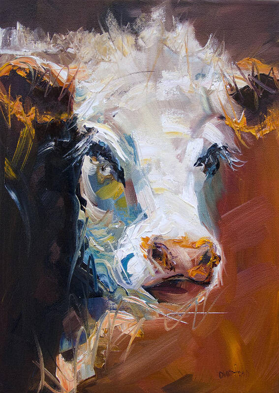 Cow Art Print featuring the painting Orange Cow by Diane Whitehead