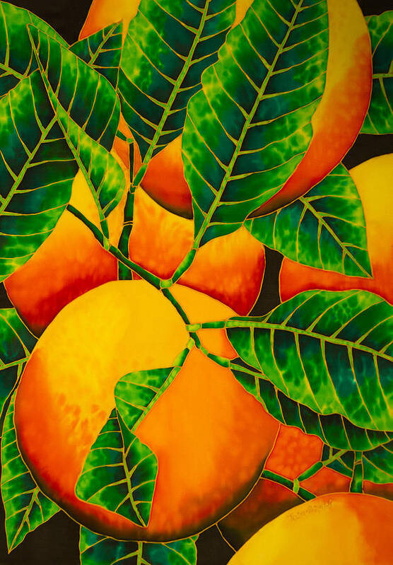 Silk Art Art Print featuring the painting Oranges by Daniel Jean-Baptiste
