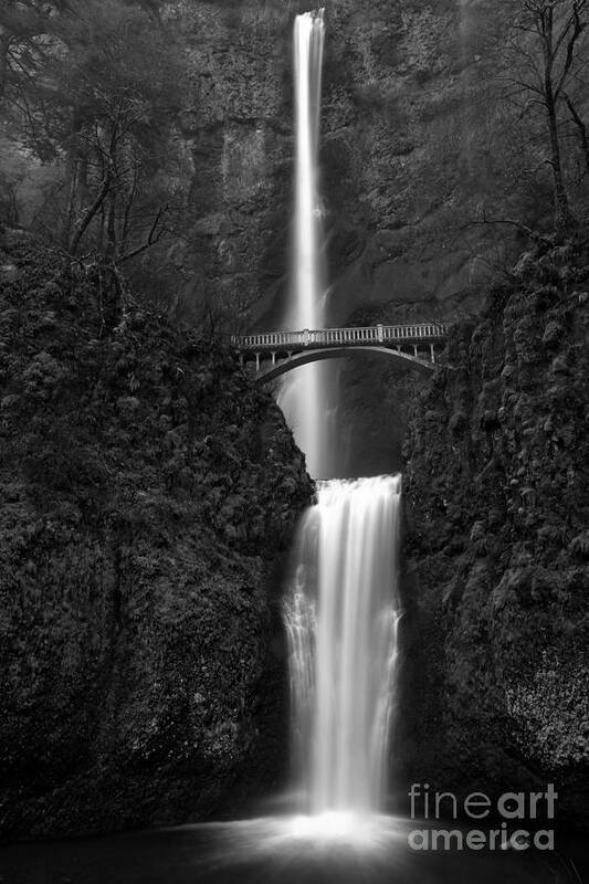 Black And White Art Print featuring the photograph Oregon Multnomah Falls Black And White by Adam Jewell