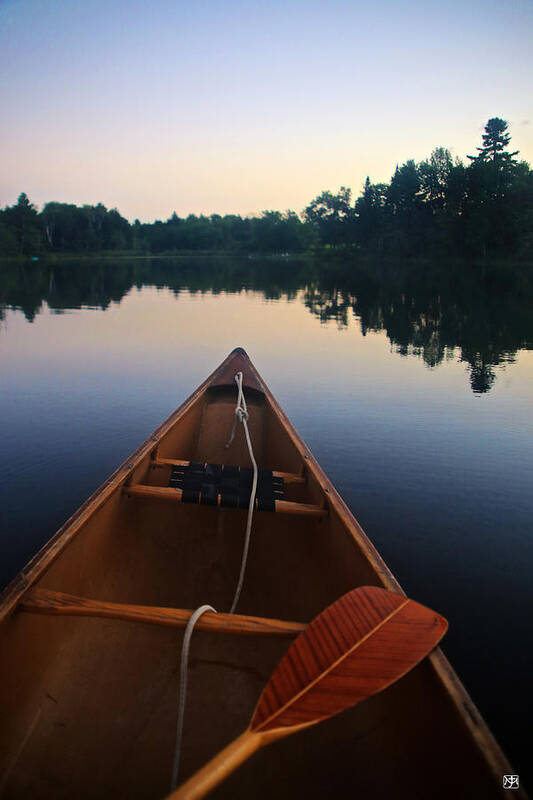 Canoe Art Print featuring the photograph Paddling in the Sky by John Meader