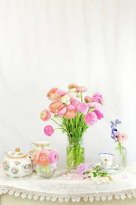 Ranunculus Art Print featuring the photograph Painterly Ranunculus Tea Time by Susan Gary