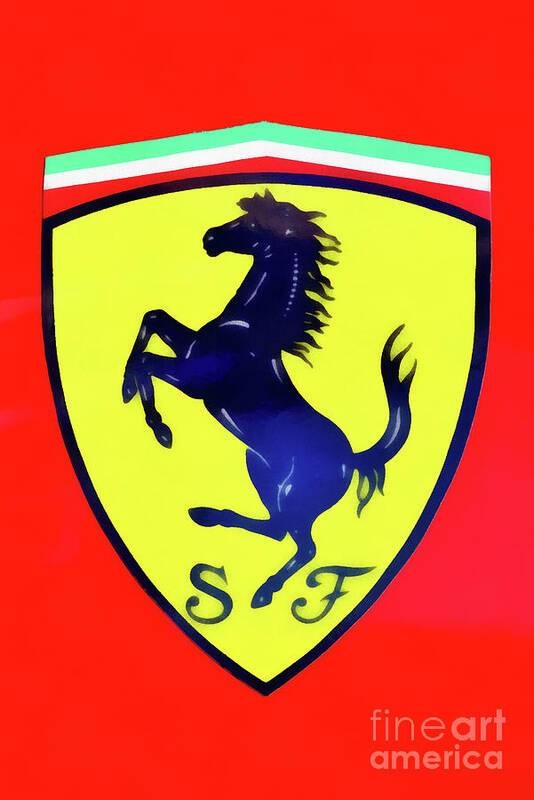 Classic Art Print featuring the painting Painting of Ferrari badge #3 by George Atsametakis
