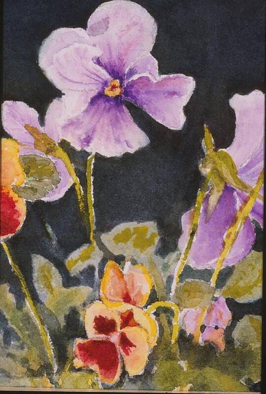 Pansy Art Print featuring the painting Pansies by Mary Ellen Mueller Legault