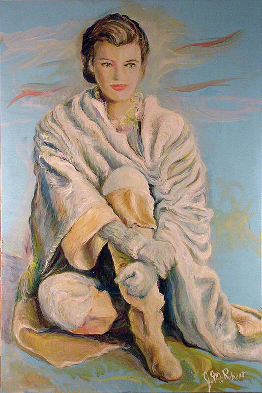 Oil Painting Art Print featuring the painting Paulina Porizkova by Jean-Marc Robert