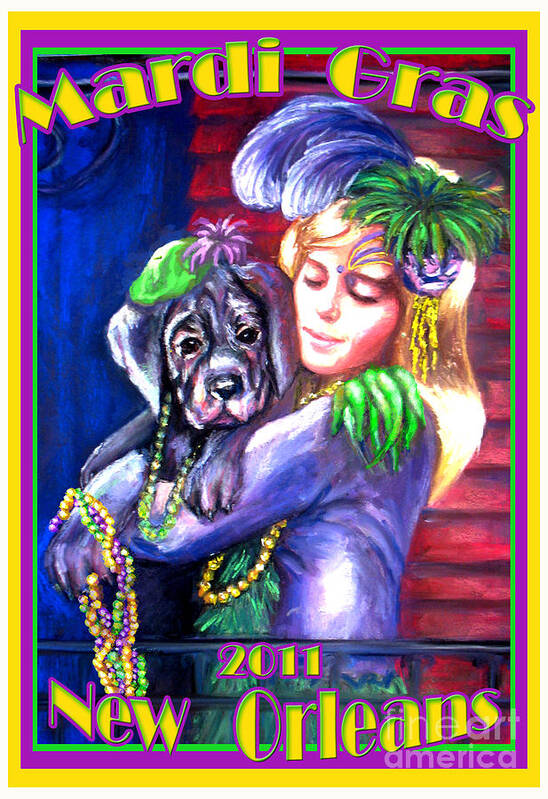 Mardi Gras Poster 2011 Art Print featuring the pastel Pawdi Gras by Beverly Boulet