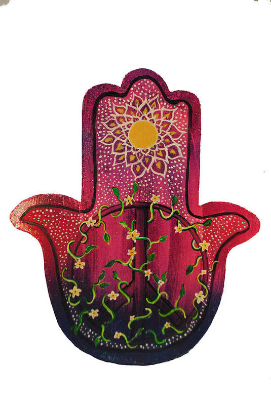 Hamsa Art Print featuring the painting Peace Hamsa by Patricia Arroyo