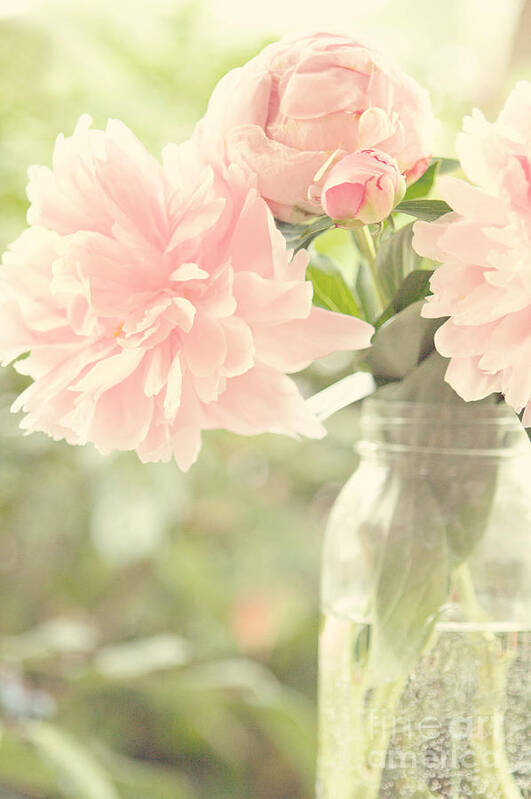Peony Art Print featuring the photograph Peonies in a Mason Jar by Kim Fearheiley