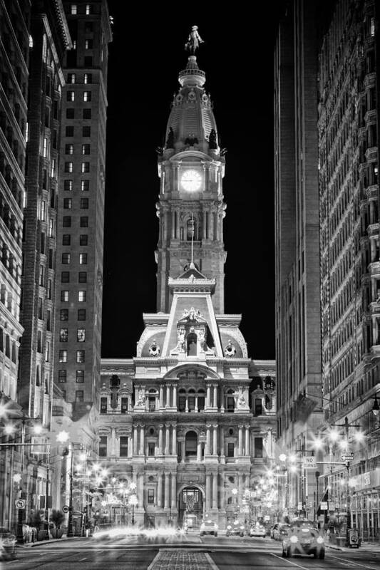 #faatoppicks Art Print featuring the photograph Philadelphia City Hall at Night by Val Black Russian Tourchin