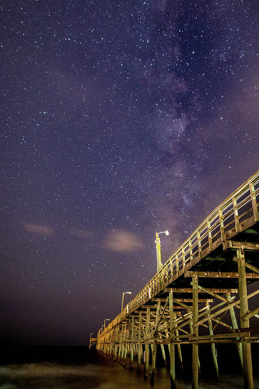 Oak Island Art Print featuring the photograph Pier into the Stars by Nick Noble