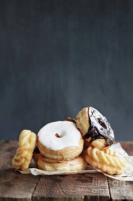 Food Art Print featuring the photograph Pile of Donuts by Stephanie Frey