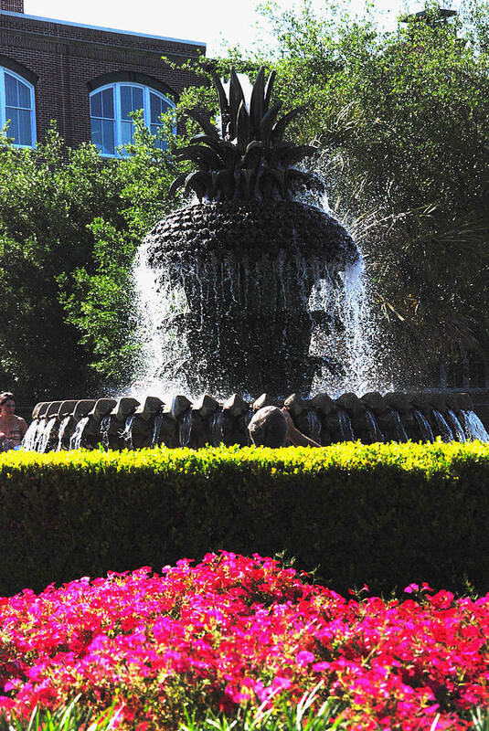 Photography Art Print featuring the photograph Pineapple Fountain Charleston SC by Susanne Van Hulst