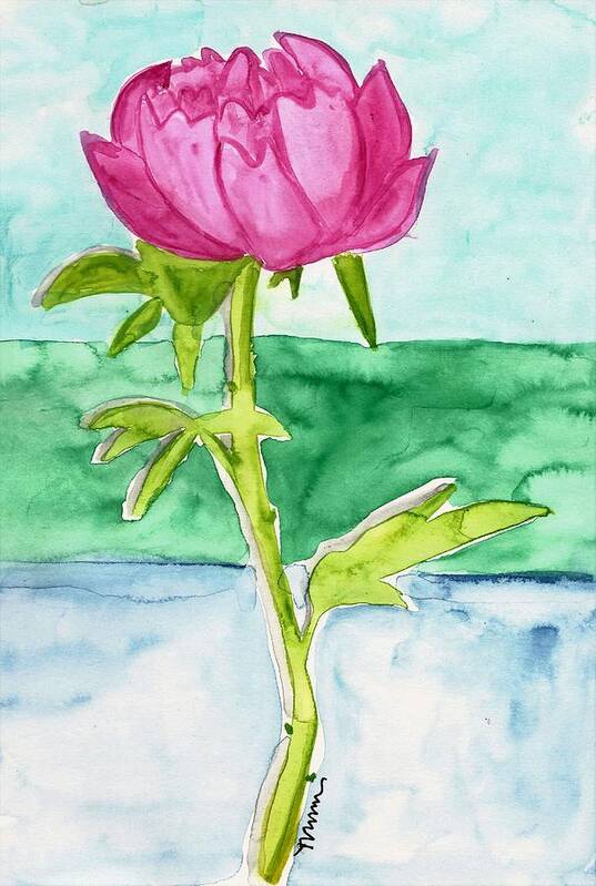 Pink Art Print featuring the painting Pink Peony by Monica Martin