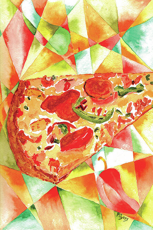 Watercolor Art Print featuring the painting Pizza Pizza by Paula Ayers