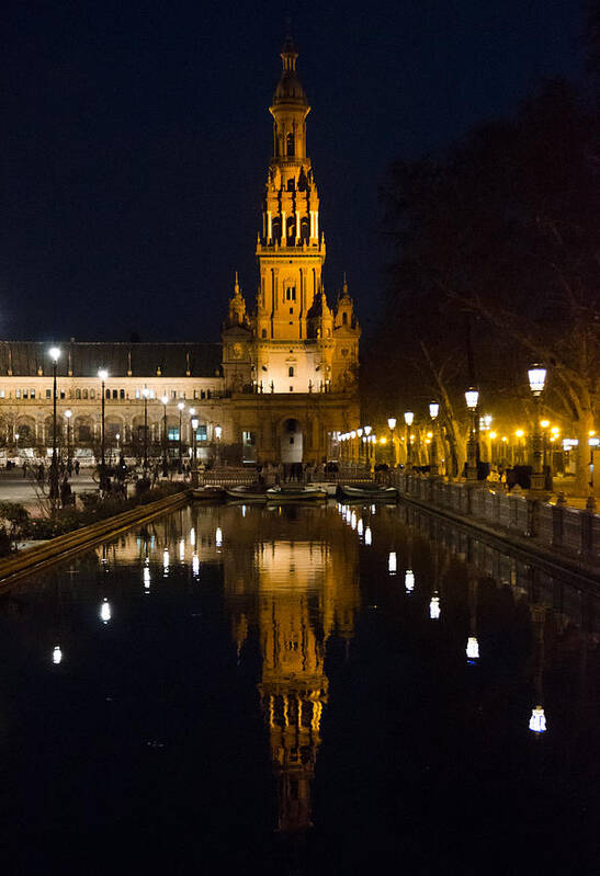 Plaza Art Print featuring the photograph Plaza de Espana at night - Seville 6 by AM FineArtPrints