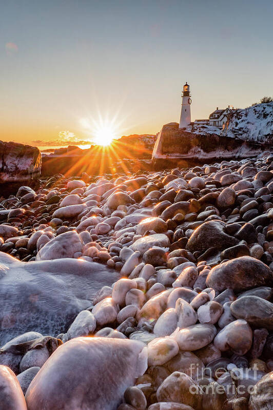 2018 Art Print featuring the photograph Portland Headlight - Icy Morning by Craig Shaknis