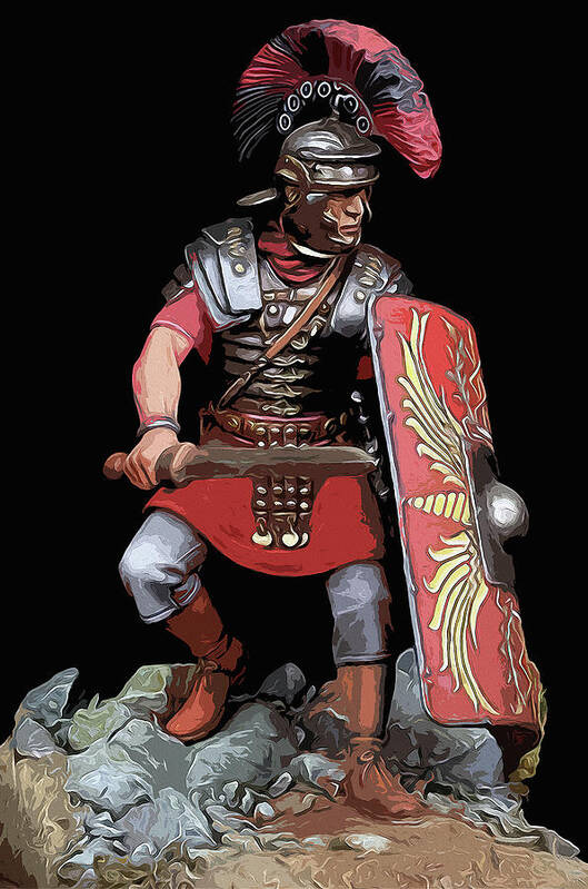 Roman Legion Art Print featuring the painting Portrait of a Roman Legionary - 07 by AM FineArtPrints