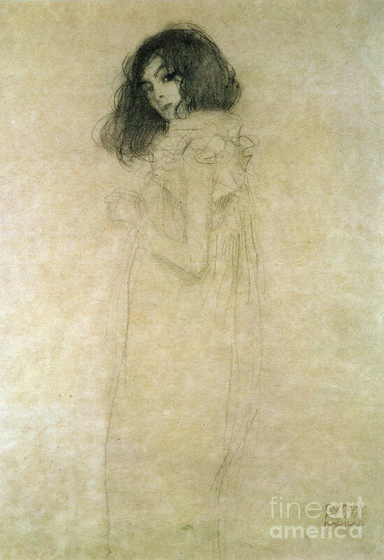 Gustav Klimt Art Print featuring the painting Portrait of a young woman by Gustav Klimt