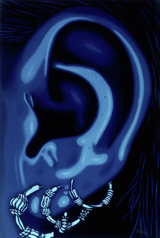  Art Print featuring the painting Portrait of my Ear in Blue by Paxton Mobley