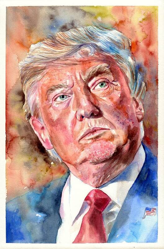 Donald Art Print featuring the painting President Donald Trump painting by Suzann Sines