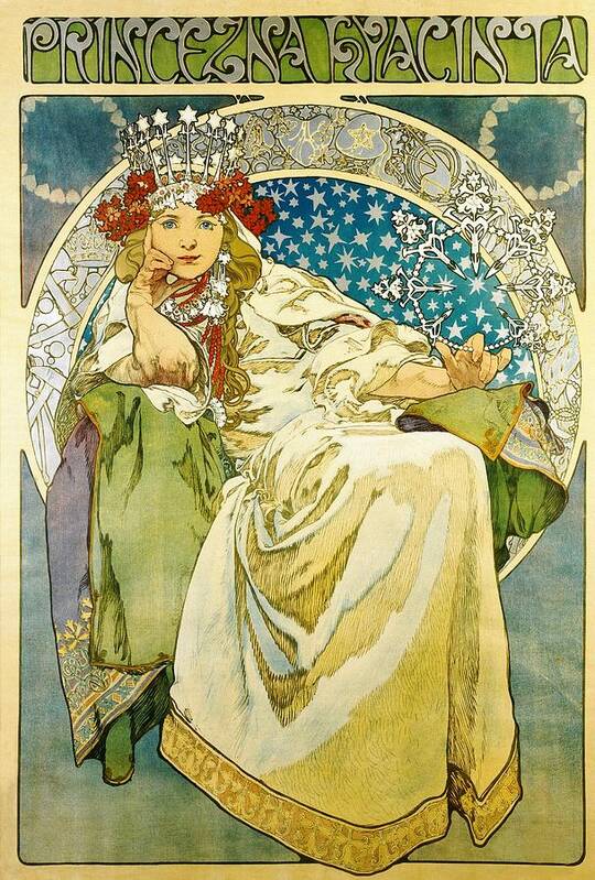 Alphonse Mucha Art Print featuring the painting Princess Hyacinth by Alphonse Mucha