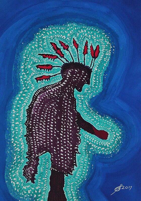 Shaman Art Print featuring the painting Punk Shaman original painting by Sol Luckman