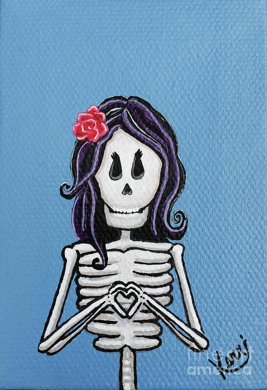 Skeleton Art Print featuring the painting Purple Heart by Kerri Sewolt