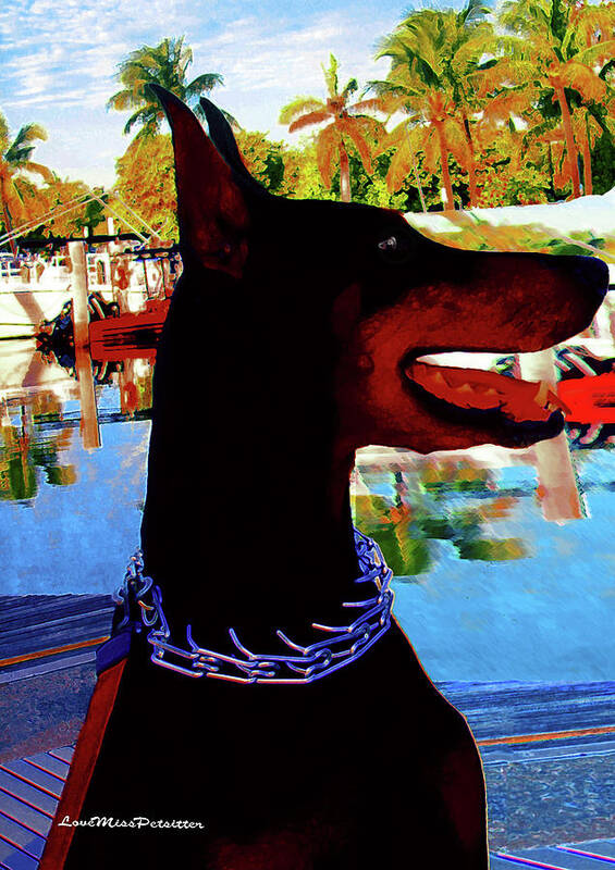 Art Art Print featuring the digital art Queen Doberman Mia Poster by Miss Pet Sitter