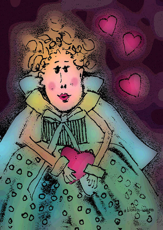Queen Art Print featuring the digital art Queen Of Hearts by Arline Wagner
