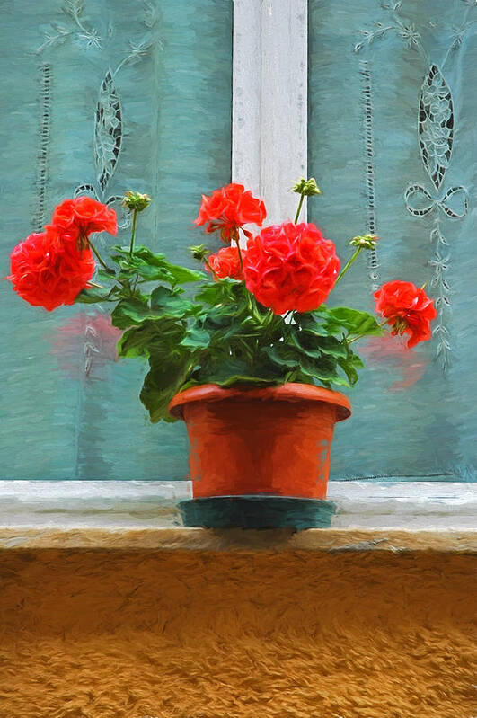 Flower Art Print featuring the photograph Red Geraniums by Allen Beatty