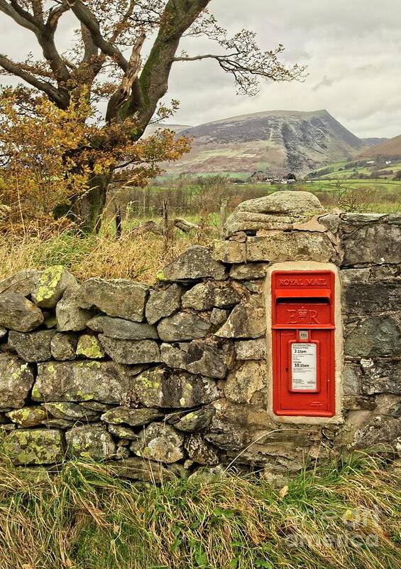 Red Post Box Art Print featuring the photograph Red Postbox Down a Country Lane by Martyn Arnold