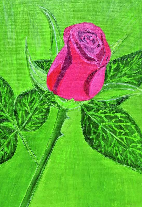 Red Art Print featuring the painting Red Rose by Magdalena Frohnsdorff