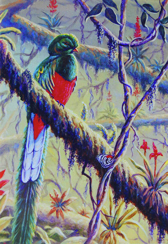 Tropics Art Print featuring the painting Resplendent Quetzal by Ed Breeding