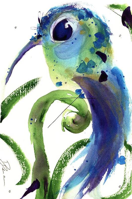 Hummingbird Art Print featuring the painting Resting Joy by Dawn Derman