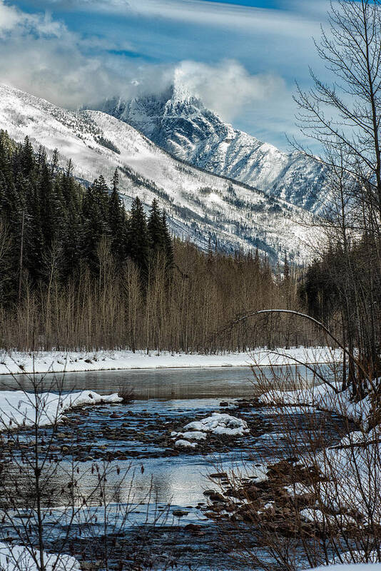 Mountains Art Print featuring the photograph River to Peaks Glacier National park by Greg Wyatt
