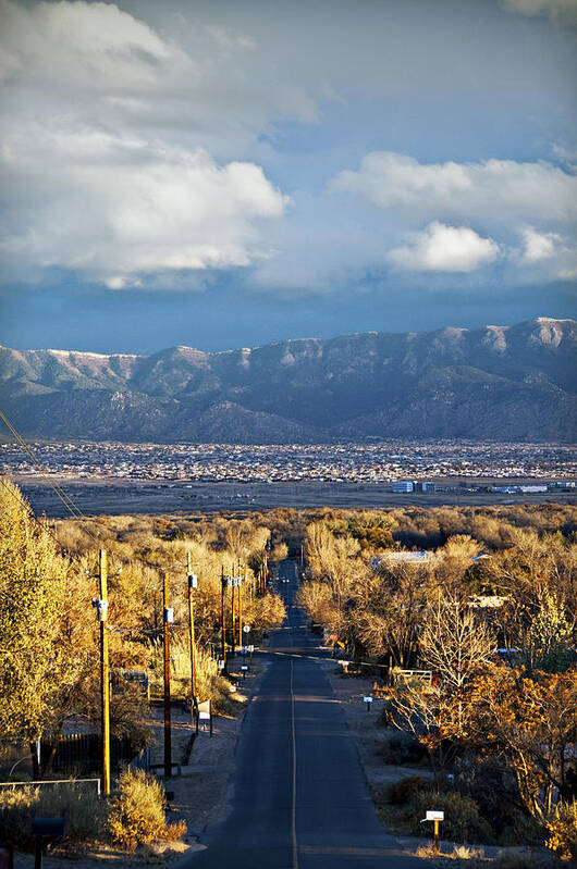 Afternoon Art Print featuring the photograph Road to Sandia Mountains by Ray Laskowitz - Printscapes
