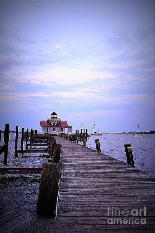 Art Art Print featuring the photograph Full Moon over Roanoke Marshes Lighthouse by Shelia Kempf