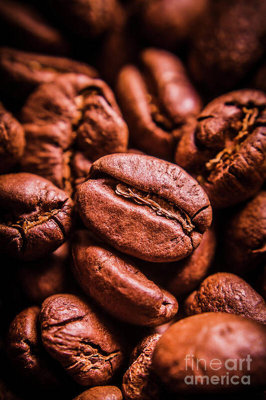 Food Art Print featuring the photograph Roasted coffee bean macro by Jorgo Photography