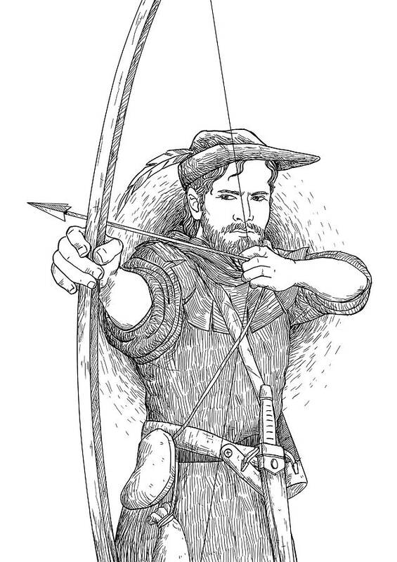 Robin Hood Art Print featuring the drawing Robin Hood the Legend by Reynold Jay