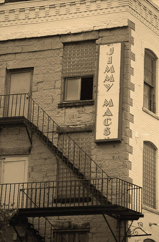 Alcohol Art Print featuring the photograph Rochester, New York - Jimmy Mac's Bar 2 Sepia by Frank Romeo