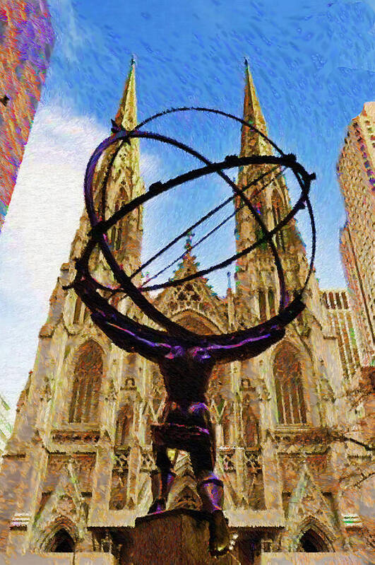 Rafael Salazar Art Print featuring the digital art Rockefeller Center in New York City by Rafael Salazar