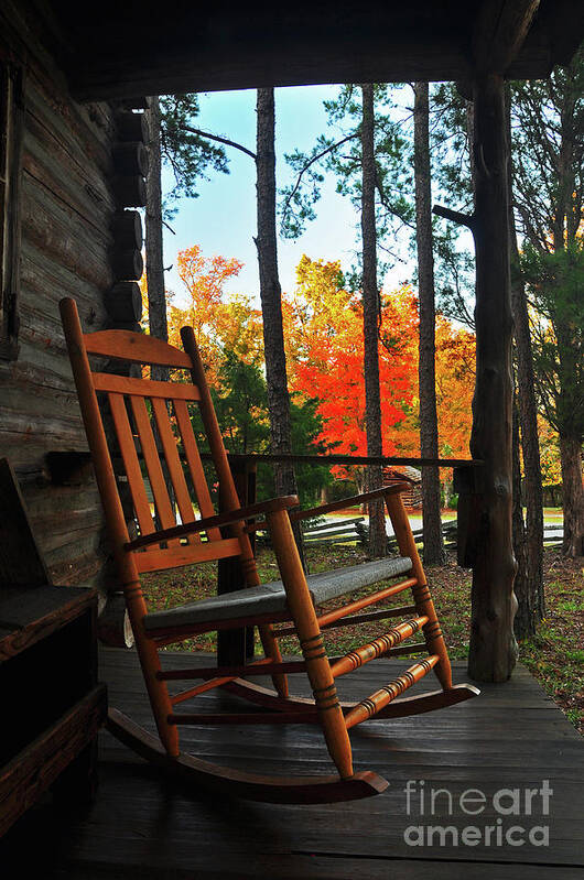 Porch Art Print featuring the photograph Rocking in Fall by Randy Rogers