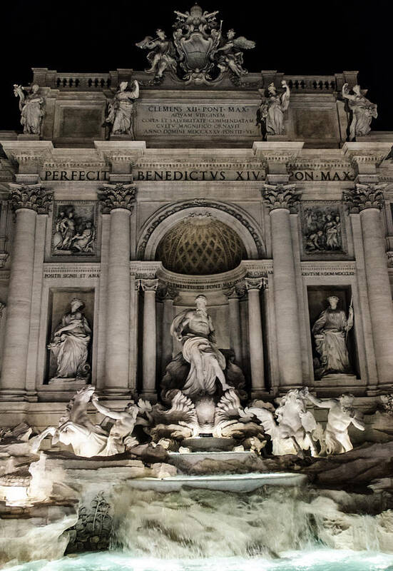 Rome Art Print featuring the photograph Rome - The Trevi Fountain at night 3 by AM FineArtPrints