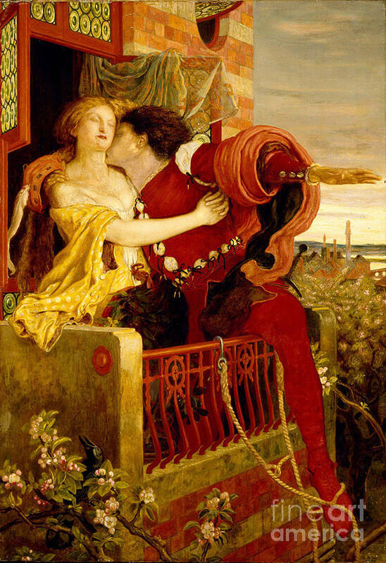 Ford Madox Brown Art Print featuring the painting Romeo and Juliet parting on the balcony by MotionAge Designs