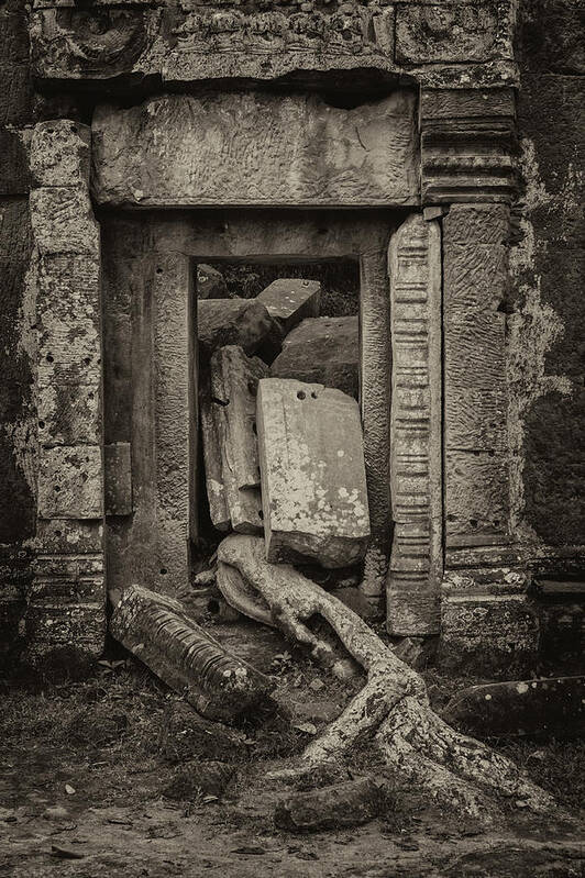Angkor Art Print featuring the photograph Roots In Ruins 2, Ta Prohm, 2014 by Hitendra SINKAR