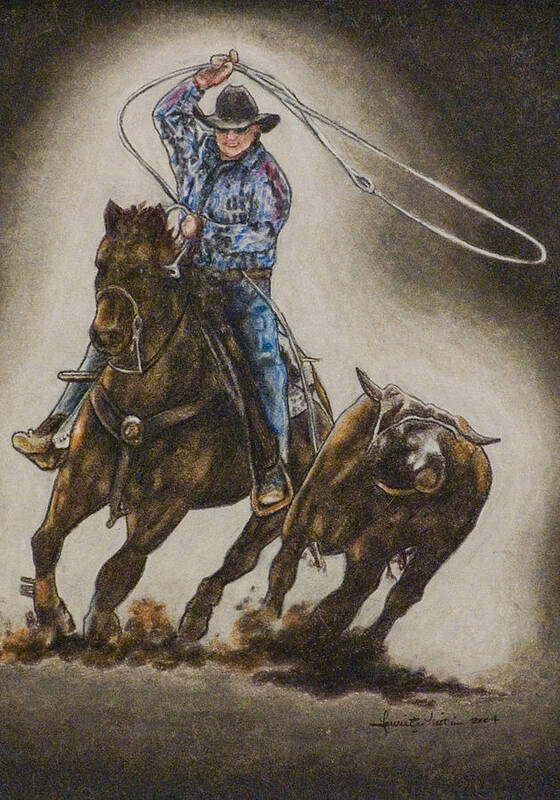 Roping Horse Art Print featuring the drawing Roper by Laurie Tietjen