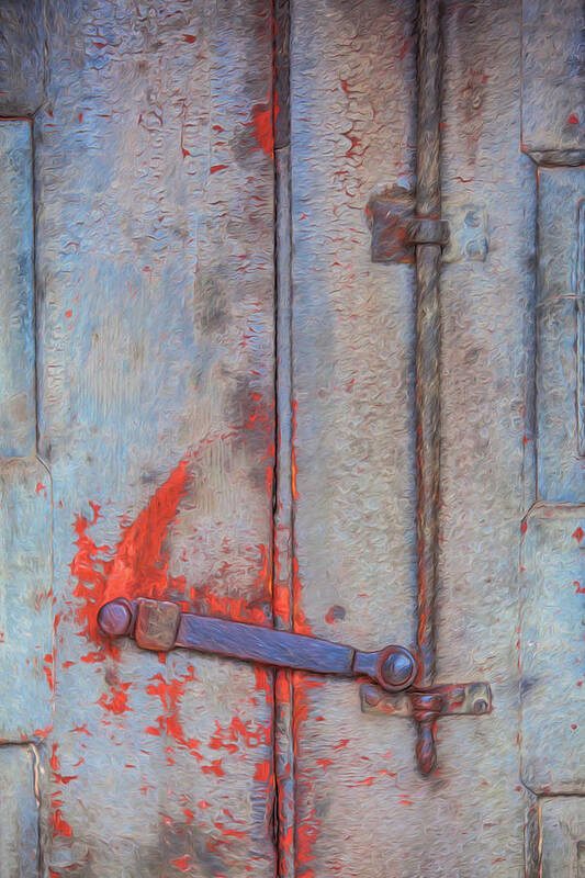 David Letts Art Print featuring the painting Rusted Iron Door Handle by David Letts