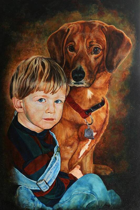 Portrait Art Print featuring the painting Ryan and Moses by Steven Ward