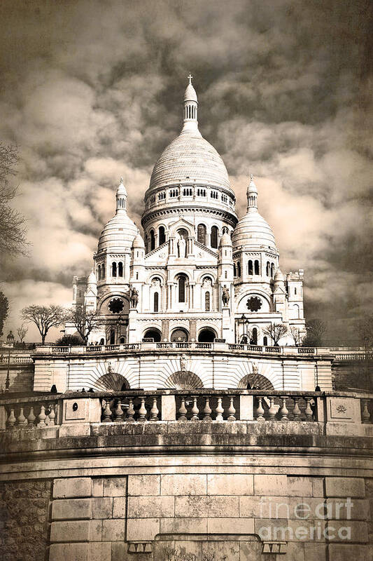 Paris Art Print featuring the photograph Sacre Coeur sepia by Jane Rix