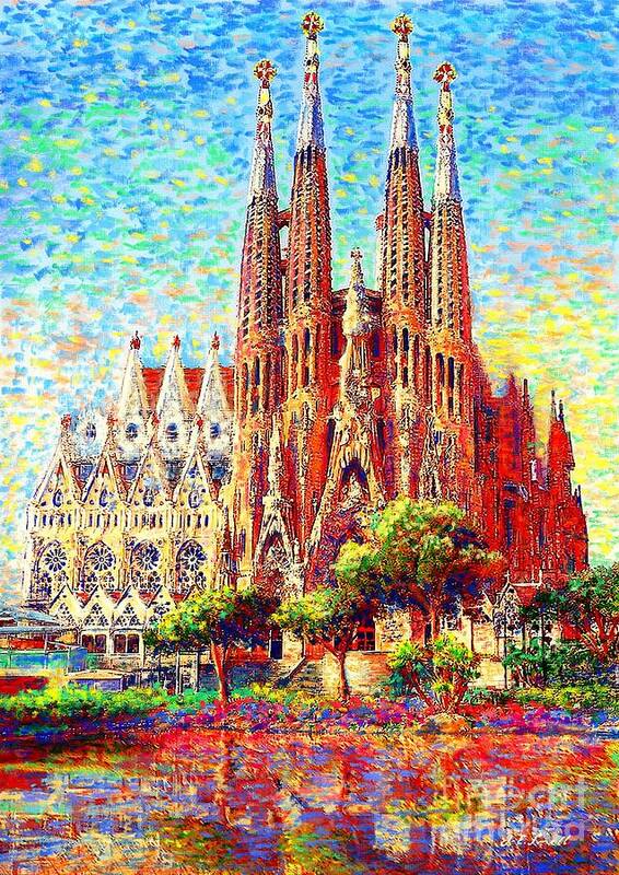 Spain Art Print featuring the painting Sagrada Familia by Jane Small